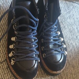 Free People Black Ankle Boots with Blue Laces